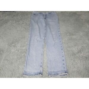 VTG Guess Jeans Mens 34x34 Blue Light Wash Straight Distressed Denim Zip Fly